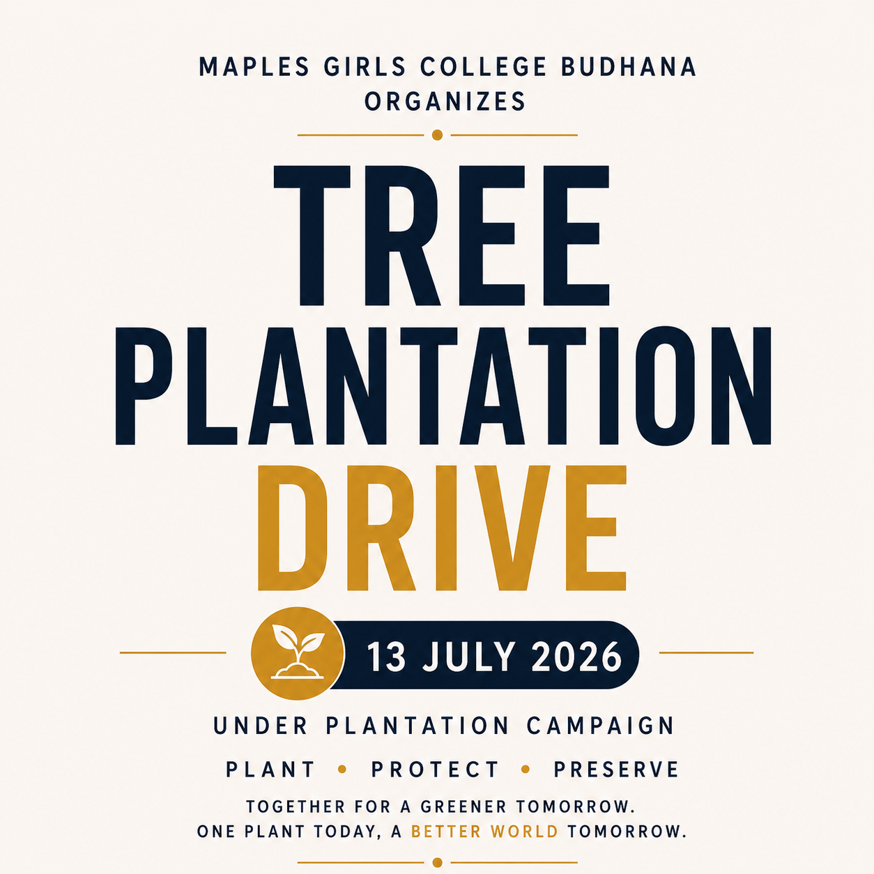 Tree Plantation Drive 2026 at Maples Girls College Budhana