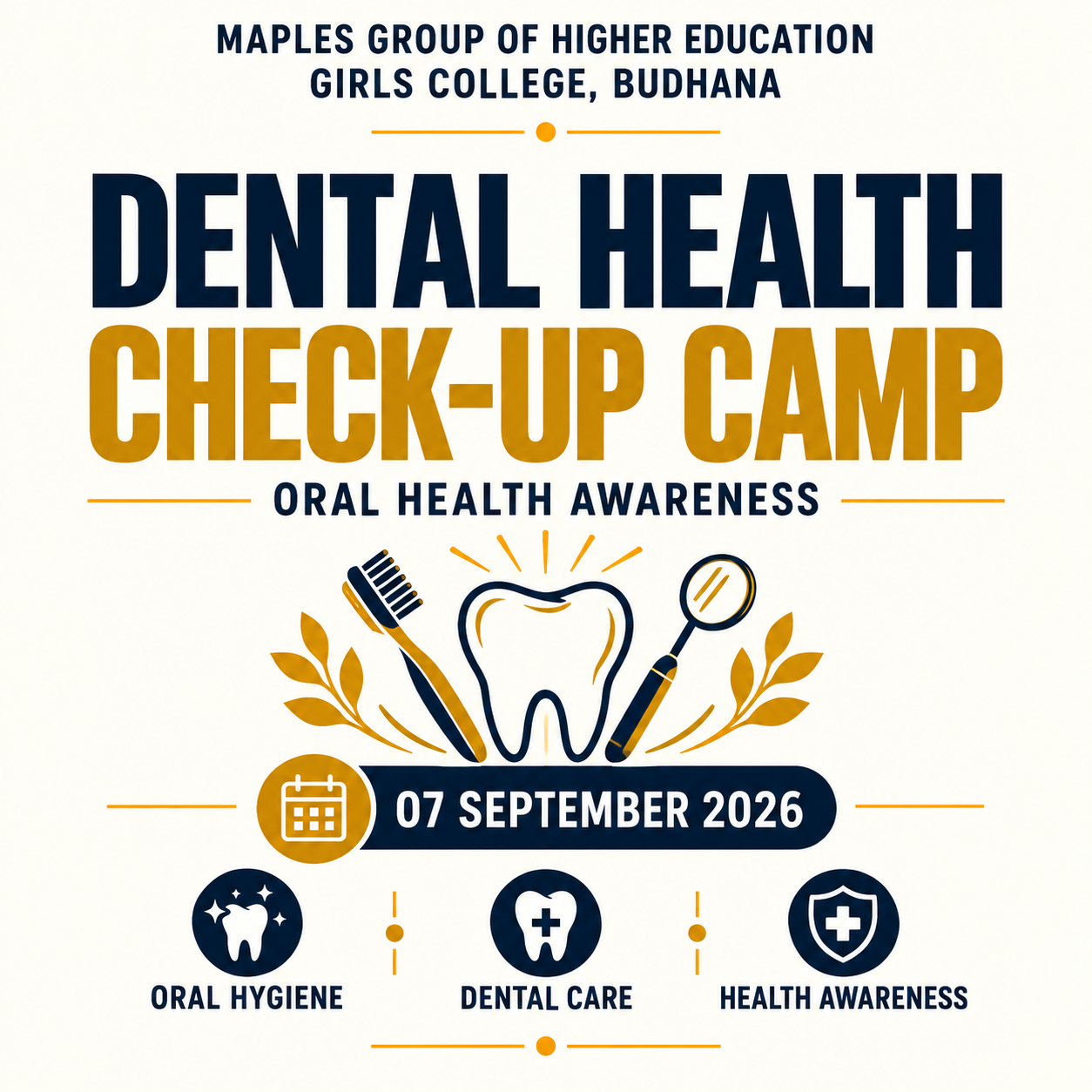 Dental Health Check-Up Camp at Maples Group of Higher Education Girls College, Budhana