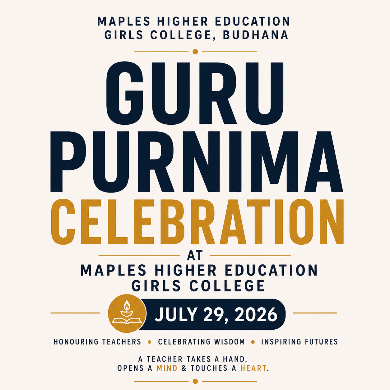 Guru Purnima Celebration 2026 at Maples Higher Education Girls College
