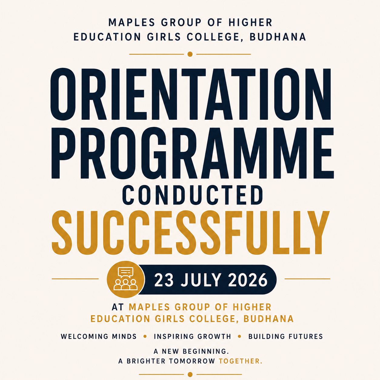 Orientation Programme at Maples Girls College Budhana