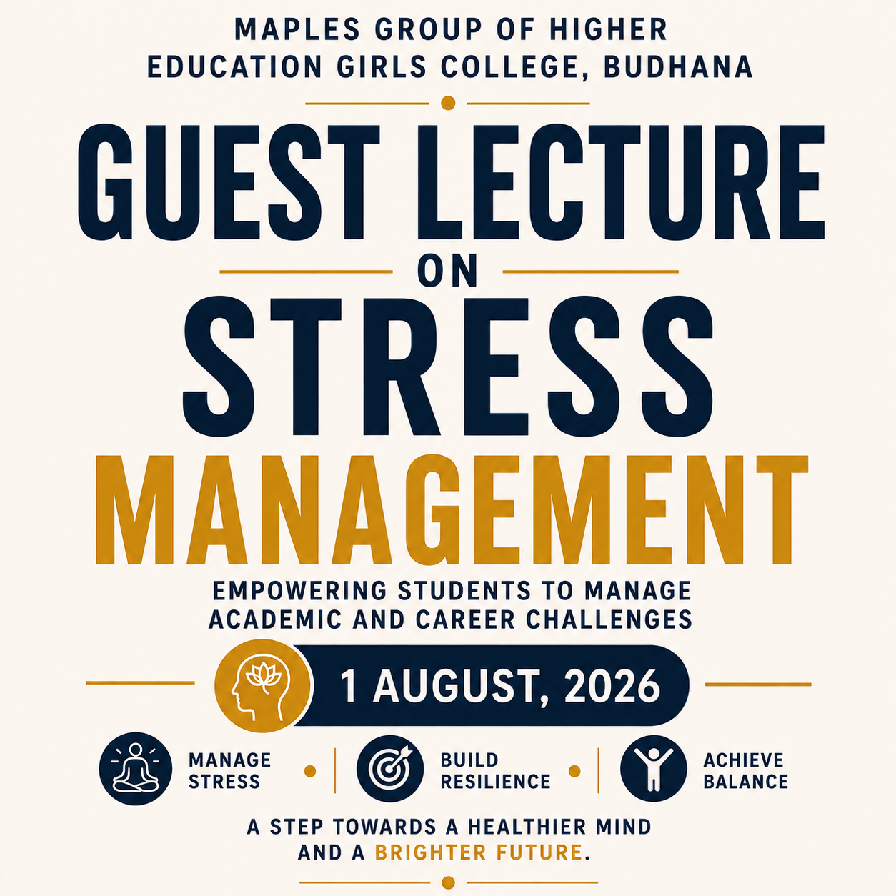 Guest Lecture on Stress Management at Maples Higher Education Girls College