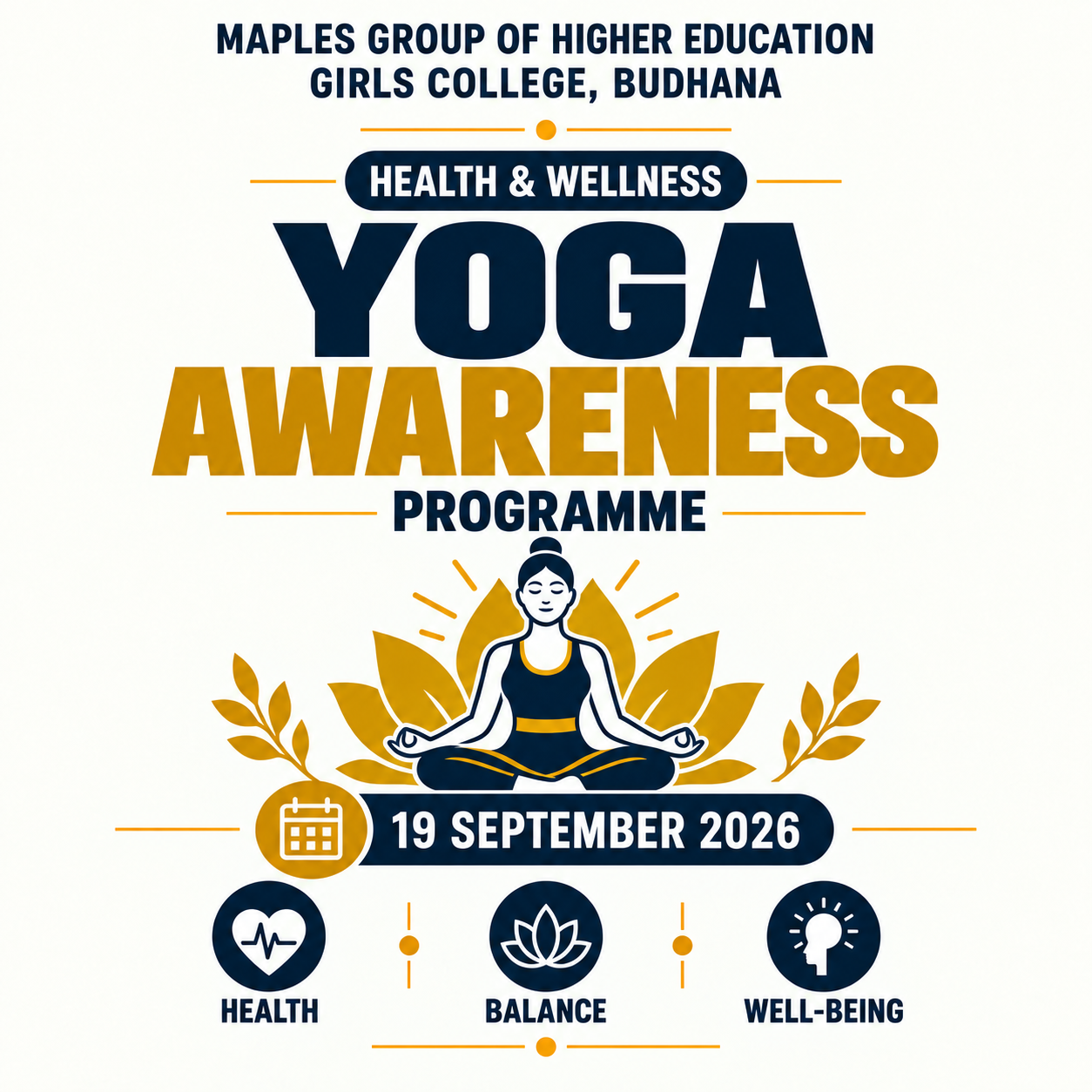 Yoga Awareness Programme at Maples Girls College, Budhana